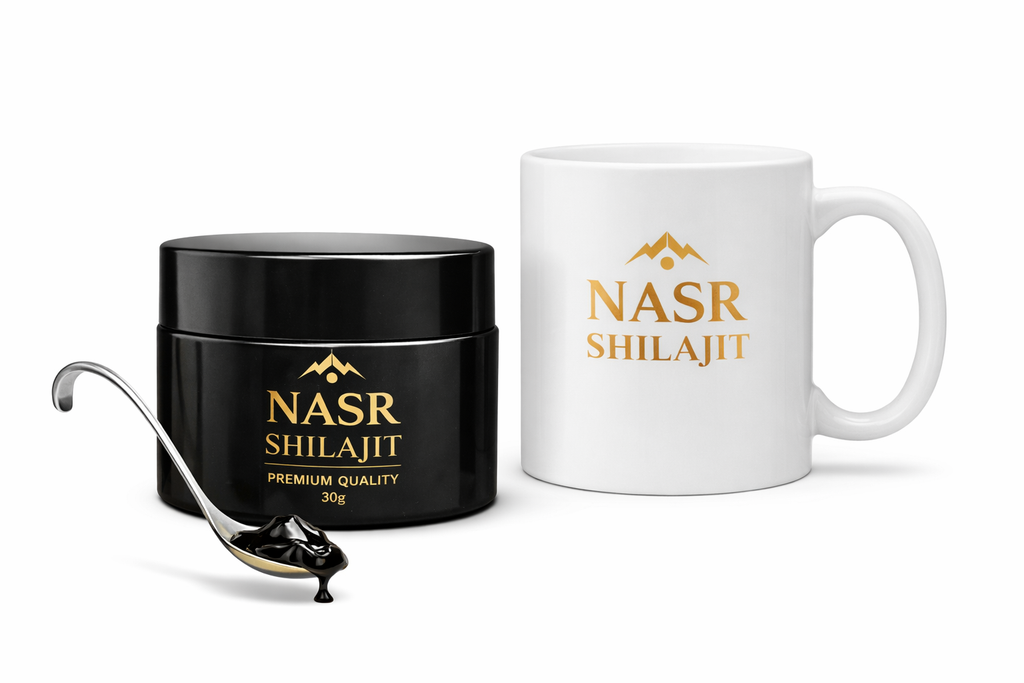 Nasr Shilajit - 30g Pure Himalayan Shilajit Hard Resin - Free Branded Mug + Spoon